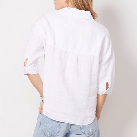 Evereve Kut from the Kloth Zuma Drop Shoulder Button Down Blue White XL - Picture 14 of 15